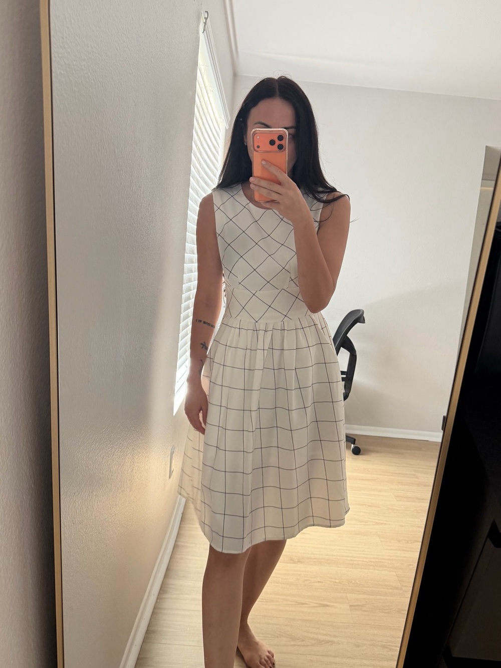 ASOS White Dress with Black Windowpane Check